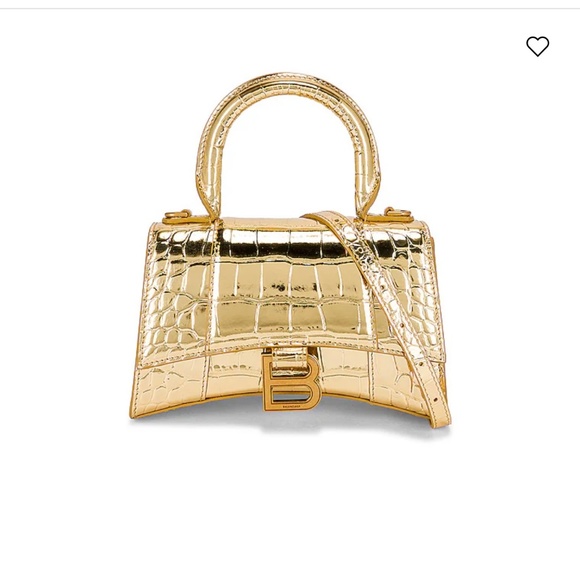 BALENCIAGA: Hourglass S crocodile print leather bag - Yellow Cream